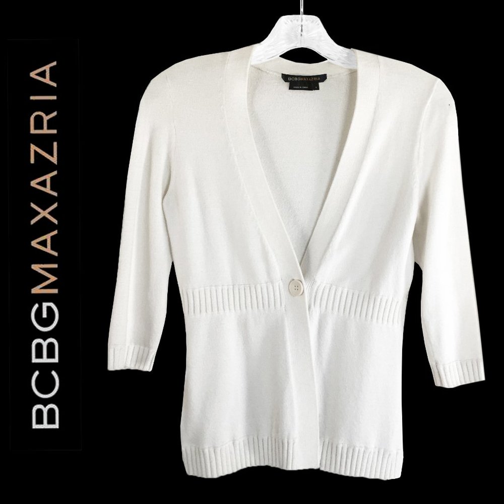BCBG white cotton cardigan summer sweater